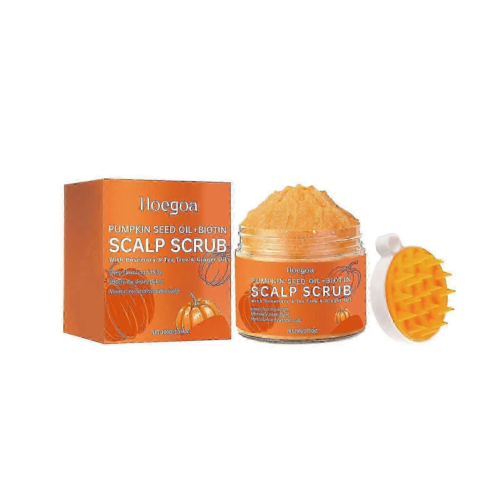 Scalp Scrub, Pumpkin Seed Oil Scalp Exfoliator With Biotin & Rosemary, Sulfate Free Scalp Scrub for Itchy Scalp & Dandruff & Buildup Removal & Ha