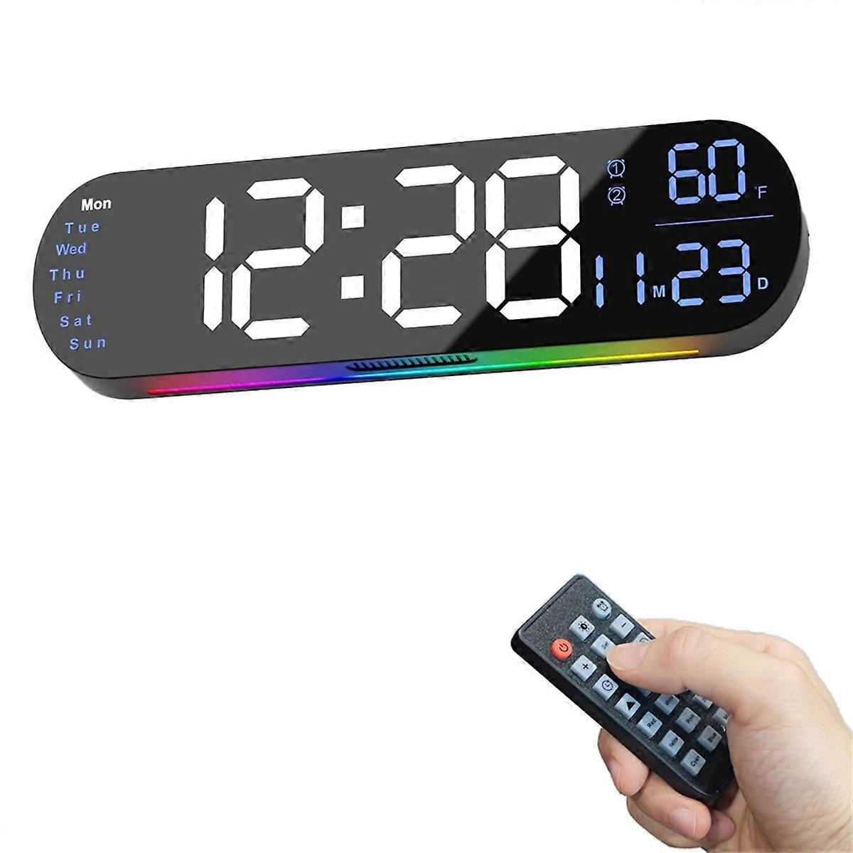 Large Digital Wall Clock with Remote Control 13.7Inch,Auto Brightness