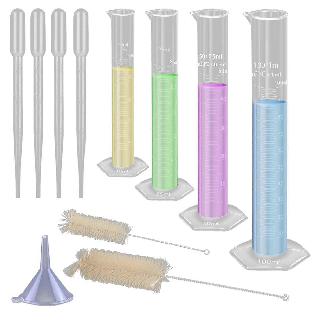 4-Pack Gradient Cylinders, with 4 Pipettes, 1 Funnel and 2 Brushes