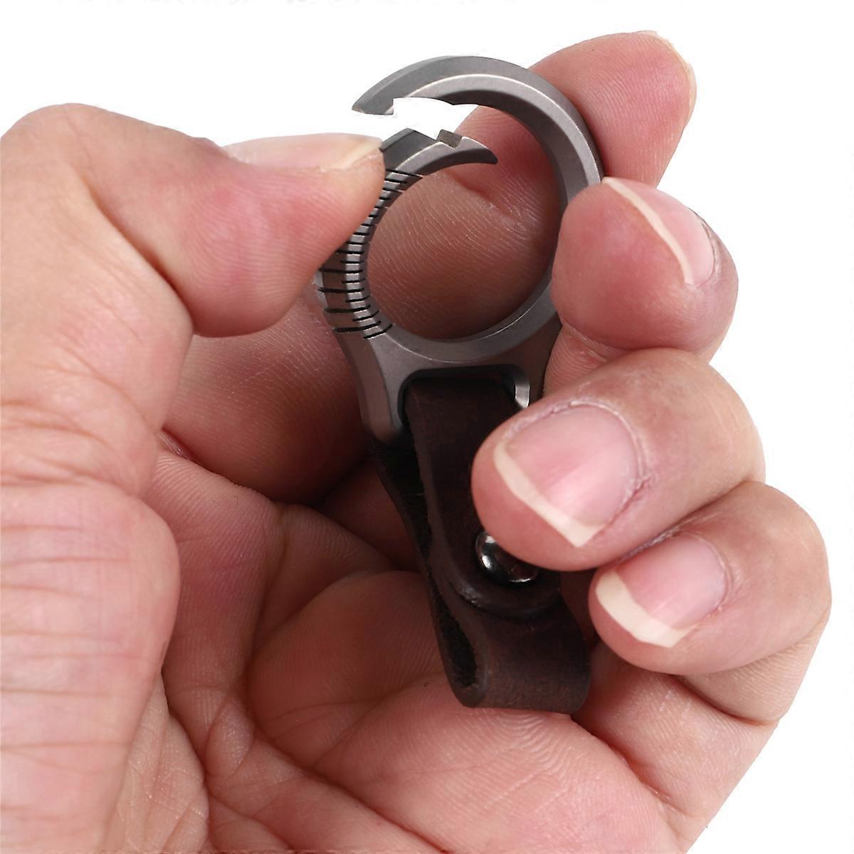 Titanium Alloy Car Keychain Pendant Cowhide Strap Pendant 