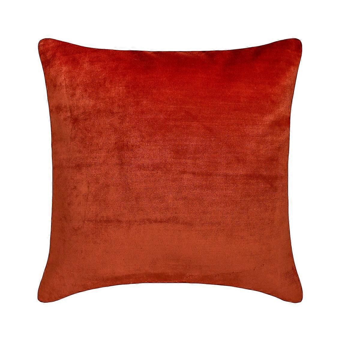 HomeCentric Rust Pack of 2 12x12" Velvet Double Side Throw Pillows, Linen & Top Zipper for Couch, Modern Solid Pattern Decor