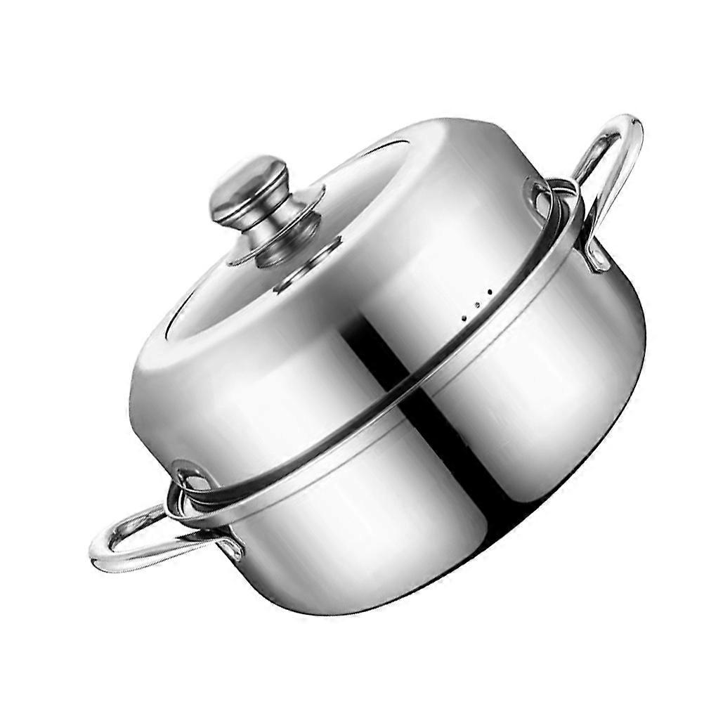 Stainless Steel Single-Layer Pot Steaming Cookware Round Shape Multifunctional For Gas Stove Use 27.5x25.5x21.5cm 1Pcs