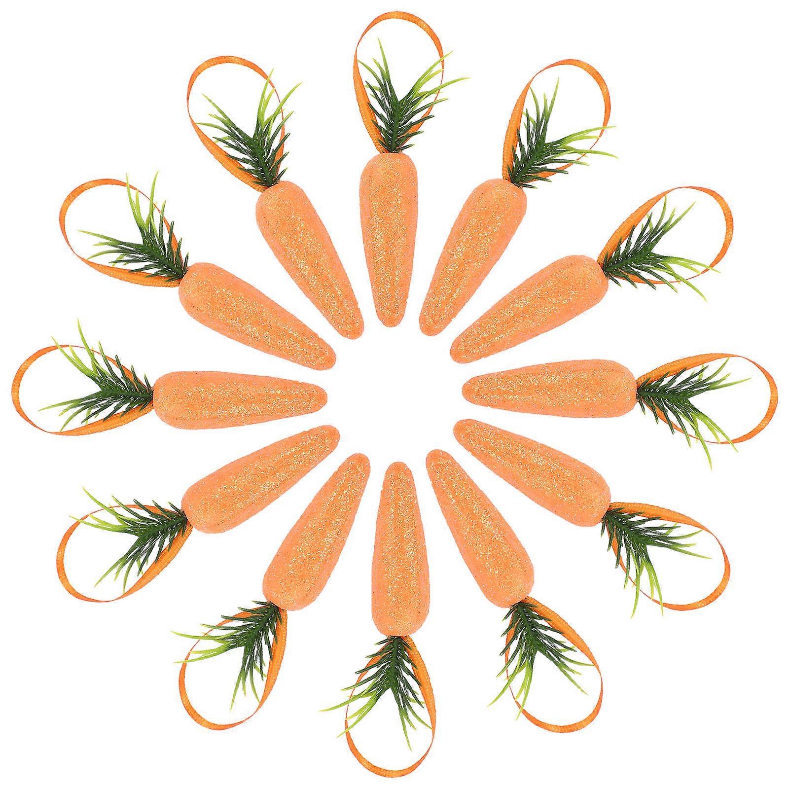 Orange Easter Carrot Ornaments Hanging Decoration 24Pcs Artificial Foam