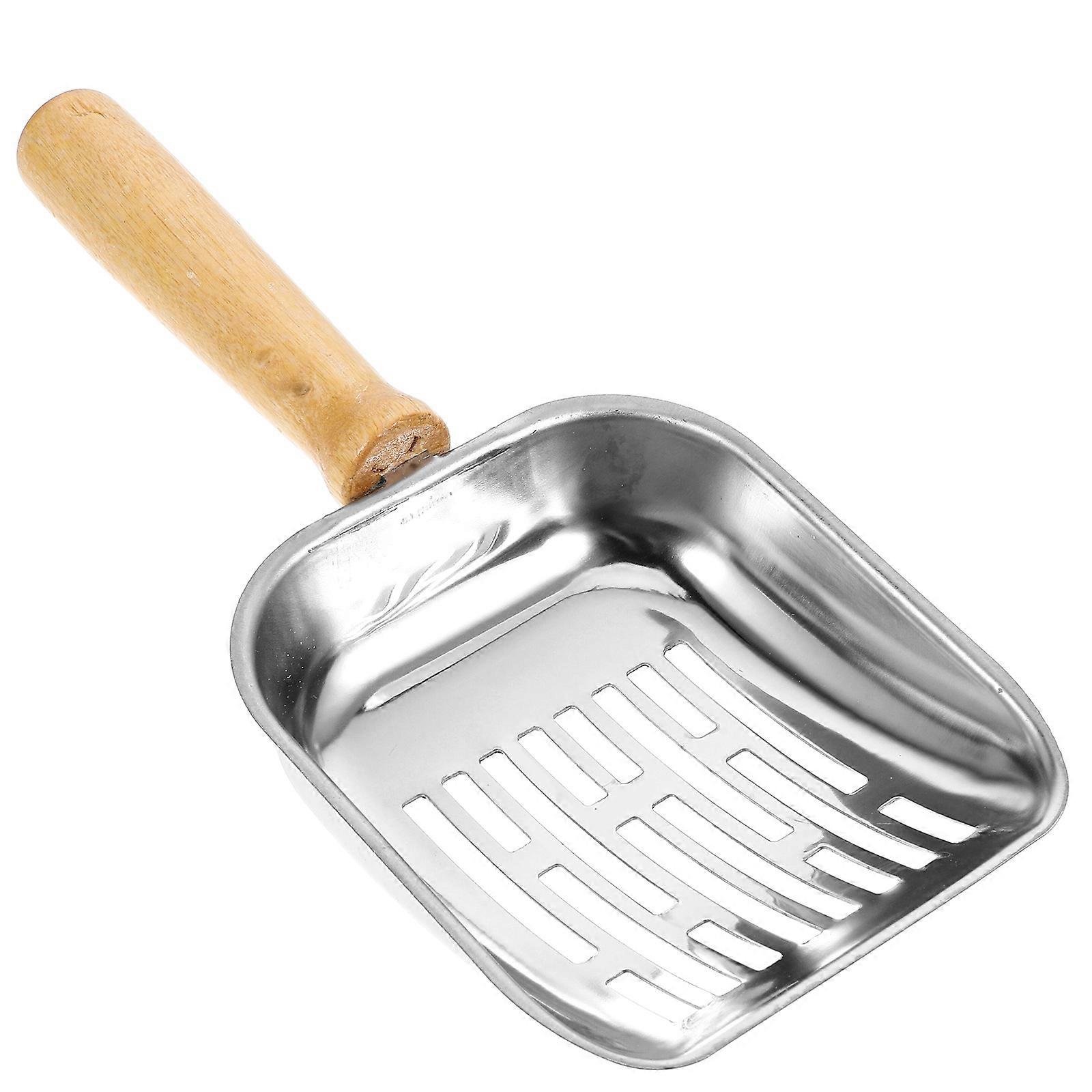 Durable Metal Cat Litter Scoop for Non-Stick Cleaning 2Pcs Set Silver