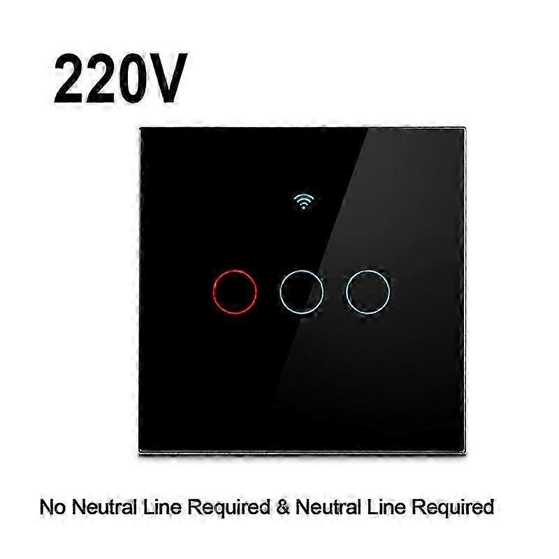 EU Standard 1/2/3 Gang Tuya WiFi Wall Light Switch No Neutral Wire Wireless Control Touch Light Switch 220V Support Amazon Alexa Google Home 2025