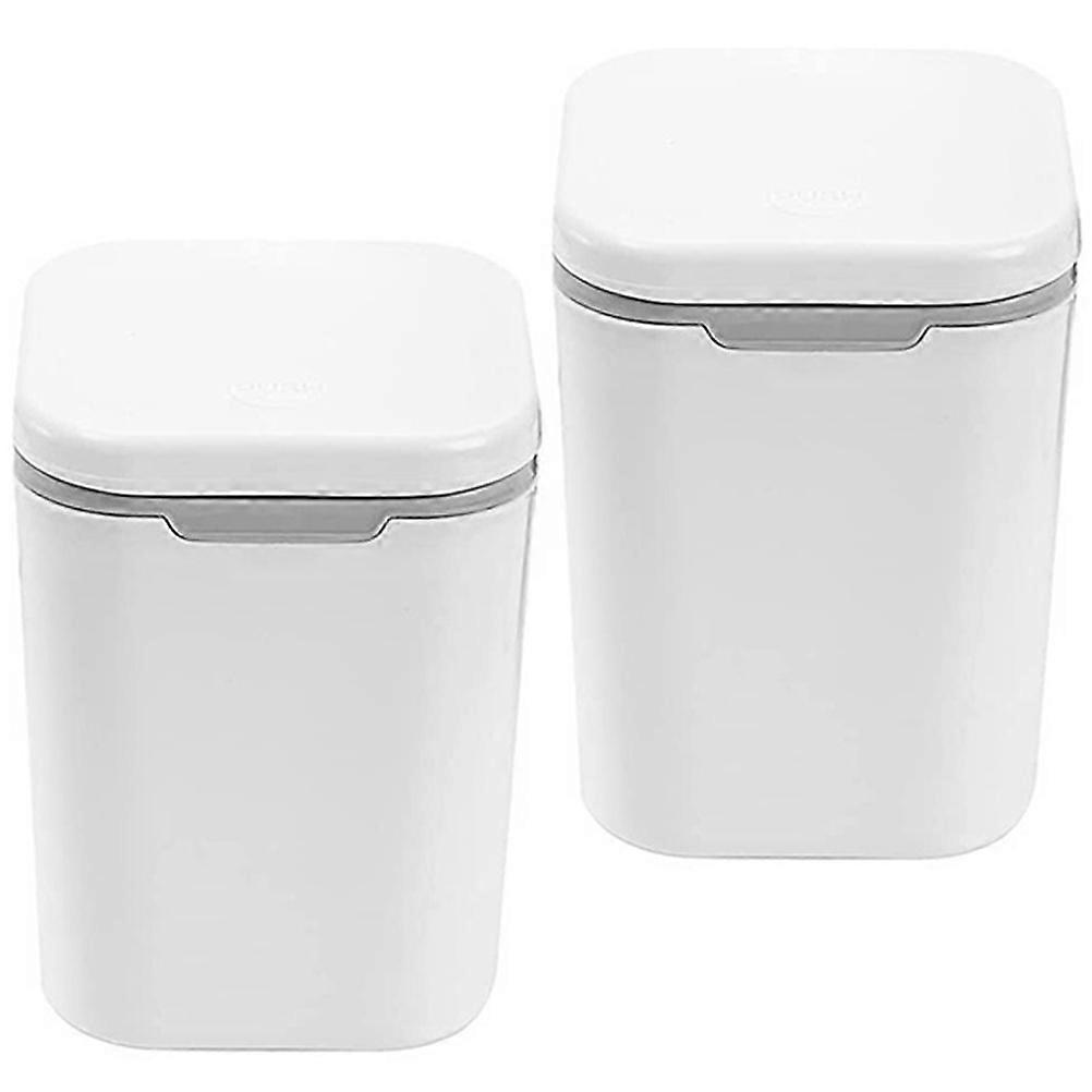 Small Trash Bin White Desktop Trash Can for Storage Use 4Pcs
