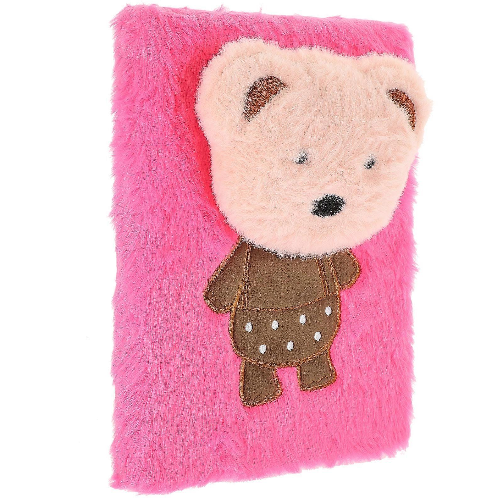 Fluffy Diary Book for Daily Use 4Pcs Rosy Color Plush Cover Notebooks