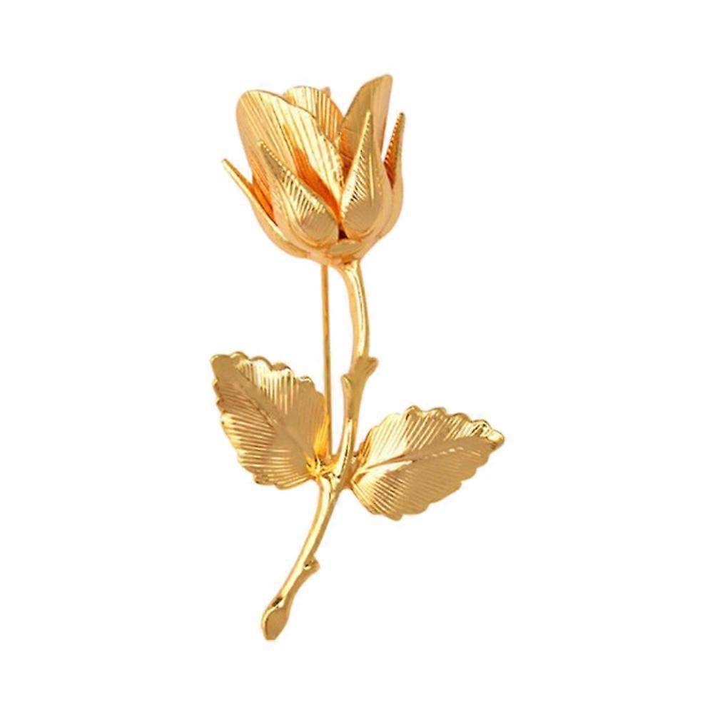 3Pcs Golden Rose Brooch Pin for Decor Use Flower Accessory