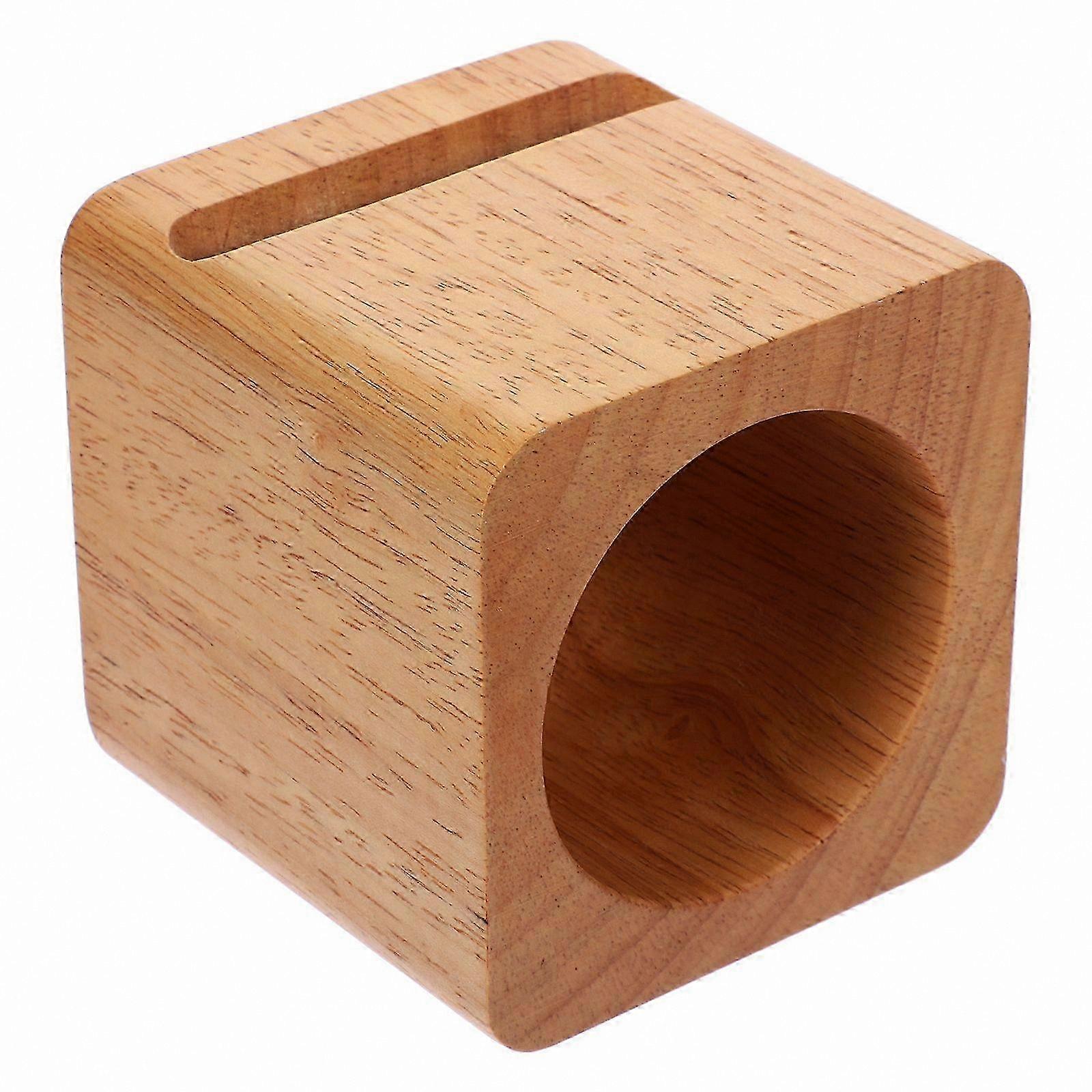 Cube-Shaped Wooden Phone Stand with Sound Amplification for Desktop Use