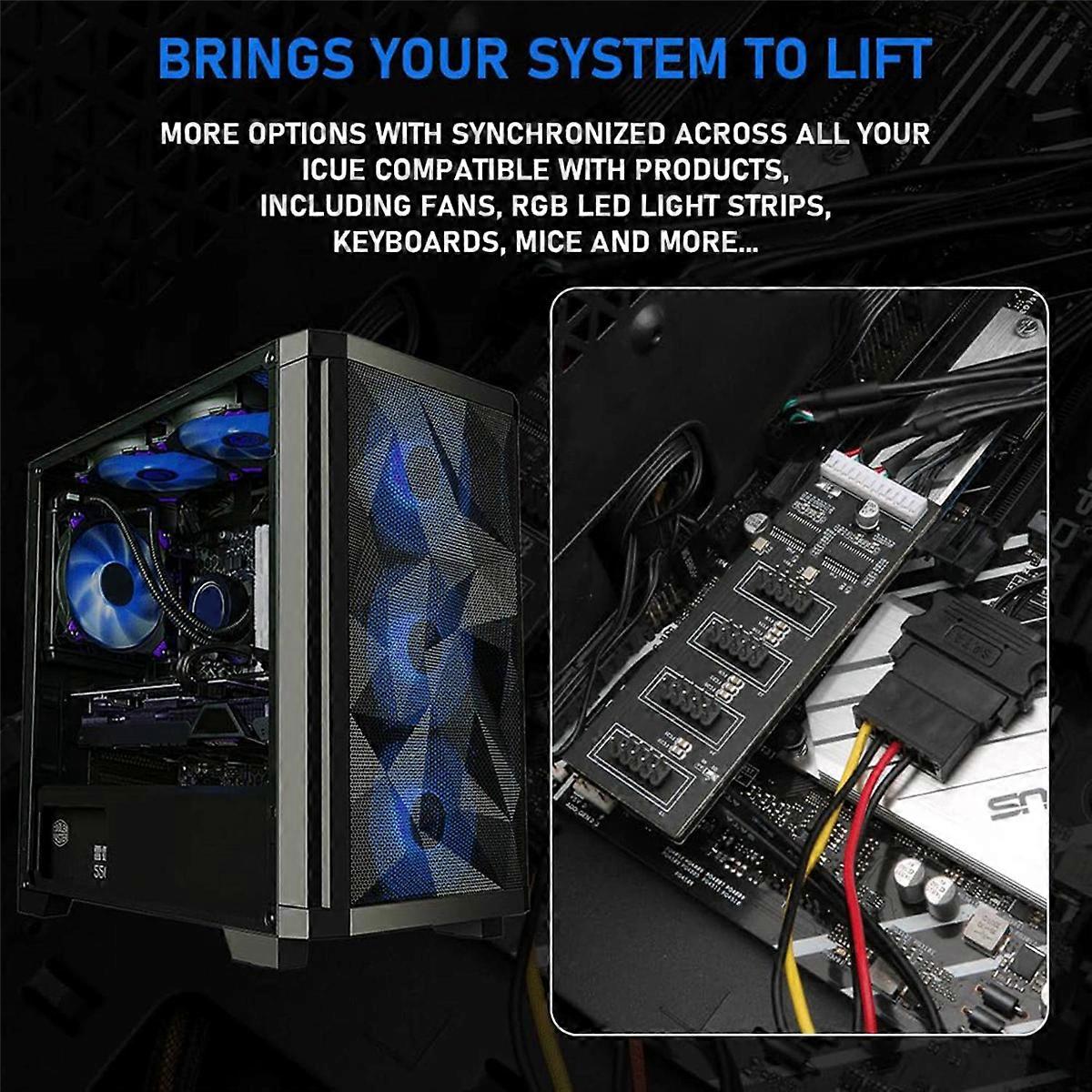 9Pin USB Header Splitter with SATA Power Cable, Internal USB Hub