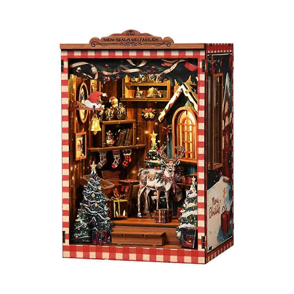 Handcrafted Holiday Bookshelf Model Kit for Christmas Decoration and DIY Fun