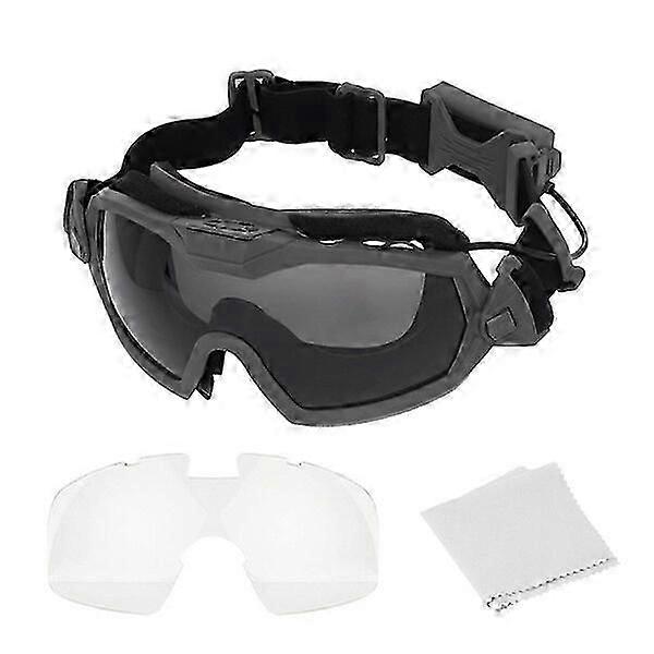 Tactical airsoft goggles with fan system, scratch-resistant and replaceable lenses