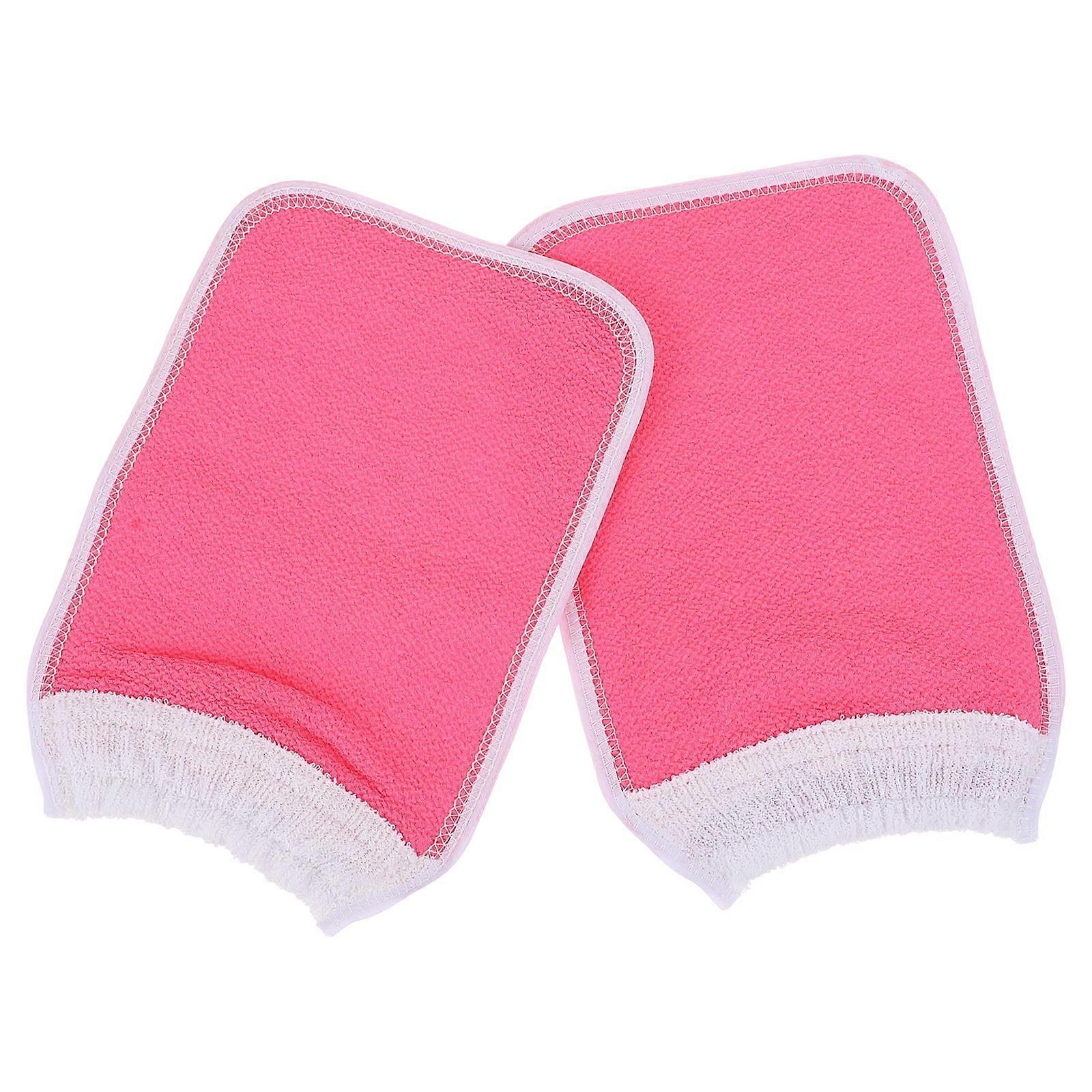 Pink Rub Towels Bath Gloves with 2Pcs for Bathing Use
