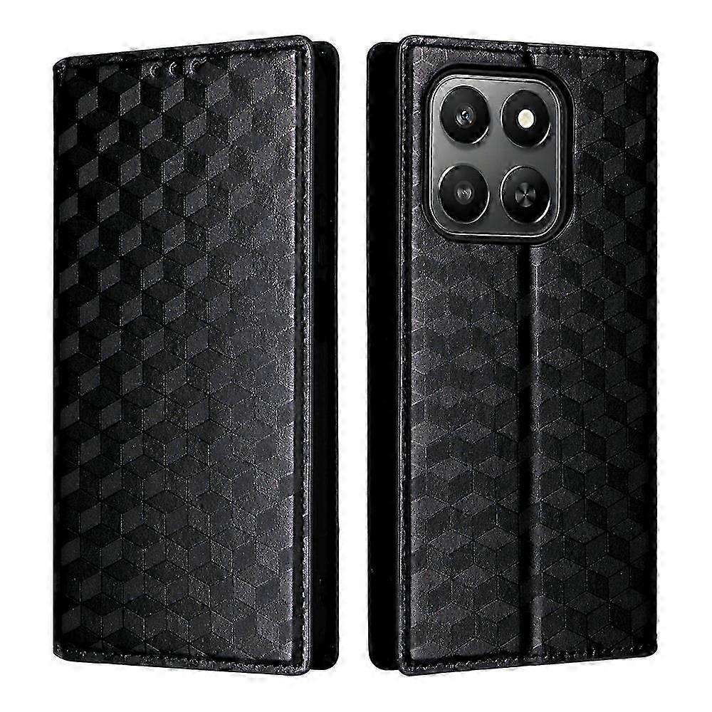 Honor 400 Akıllı Kılıf Cüzdan Rhombus Baskılı Deri Telefon Kılıfı İçin Uyumlu