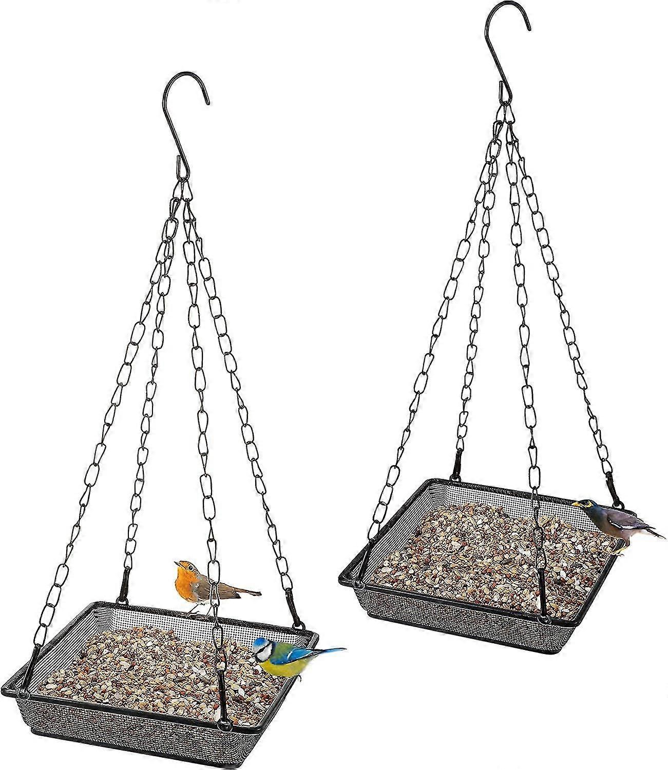 2 stk hængende fuglefoderbakke, hængende fuglefoder, frøbakke til fuglefoder, udendørs havedekoration til at tiltrække fugle