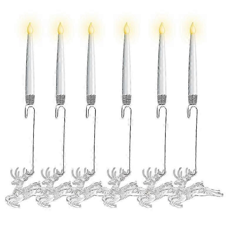 Christmas Tree Candles with Remote Control, Pack of 6 LED Taper Candles with Hooks, Battery Operated LED Candles, Wireless for Christmas Tree Decorati
