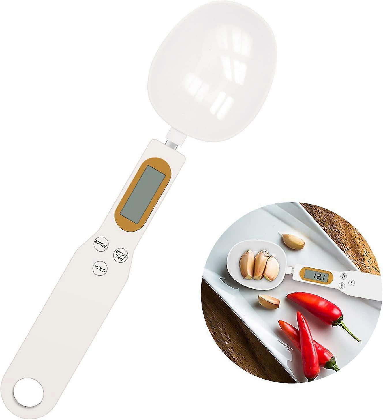 White electronic digital measuring spoon