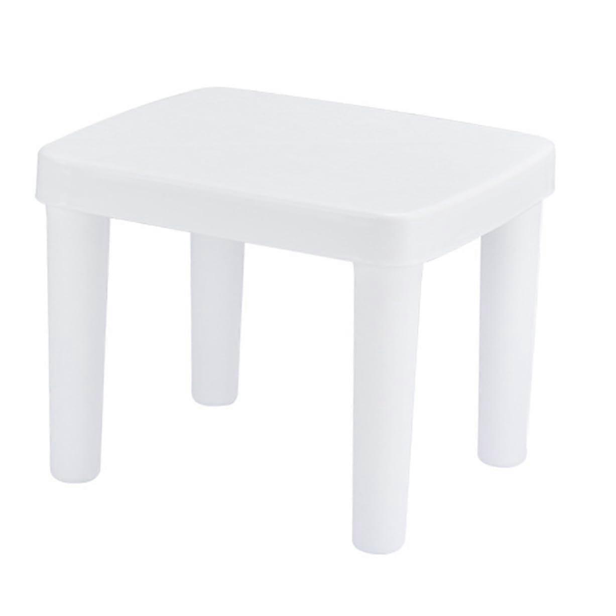 NonSlip Square Low Stool, White Foot Stool, LoadBearing, Portable and Easy to Move, MultiUse for Bathroom and Bedroom