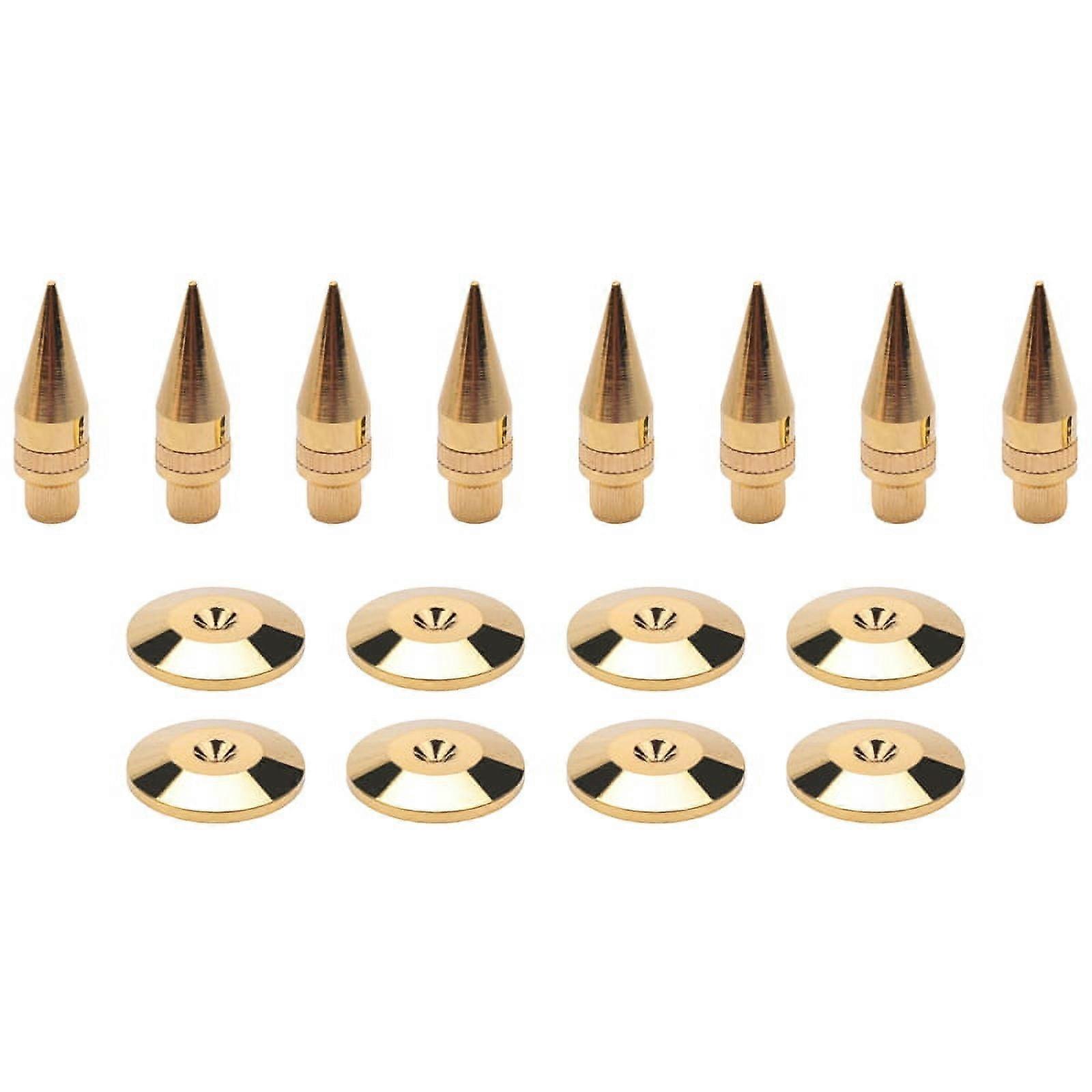 8 Pairs Copper Speaker Spike Isolation Stand with Base Pad Feet Mat for Speaker, Amplifier, DVD Player, Recorder