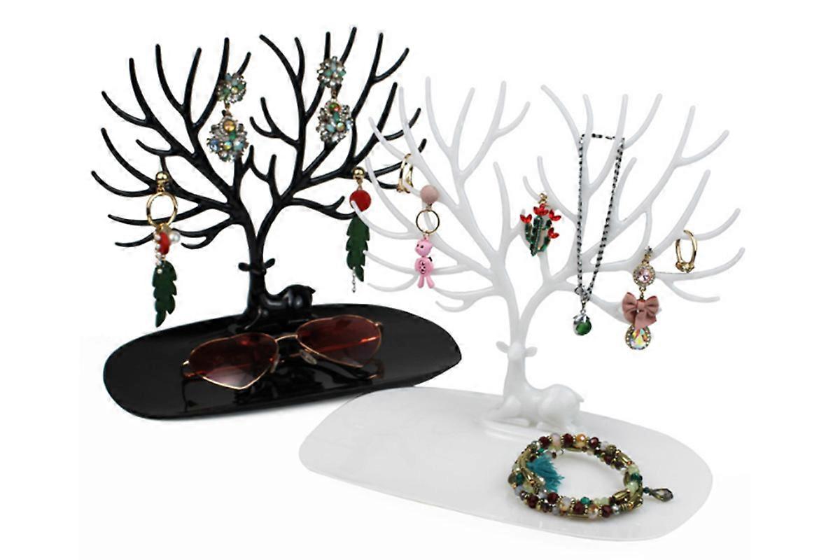 2Pcs Deer Tree Jewelry Stand Display Organizer Necklace Earring Ring Holder