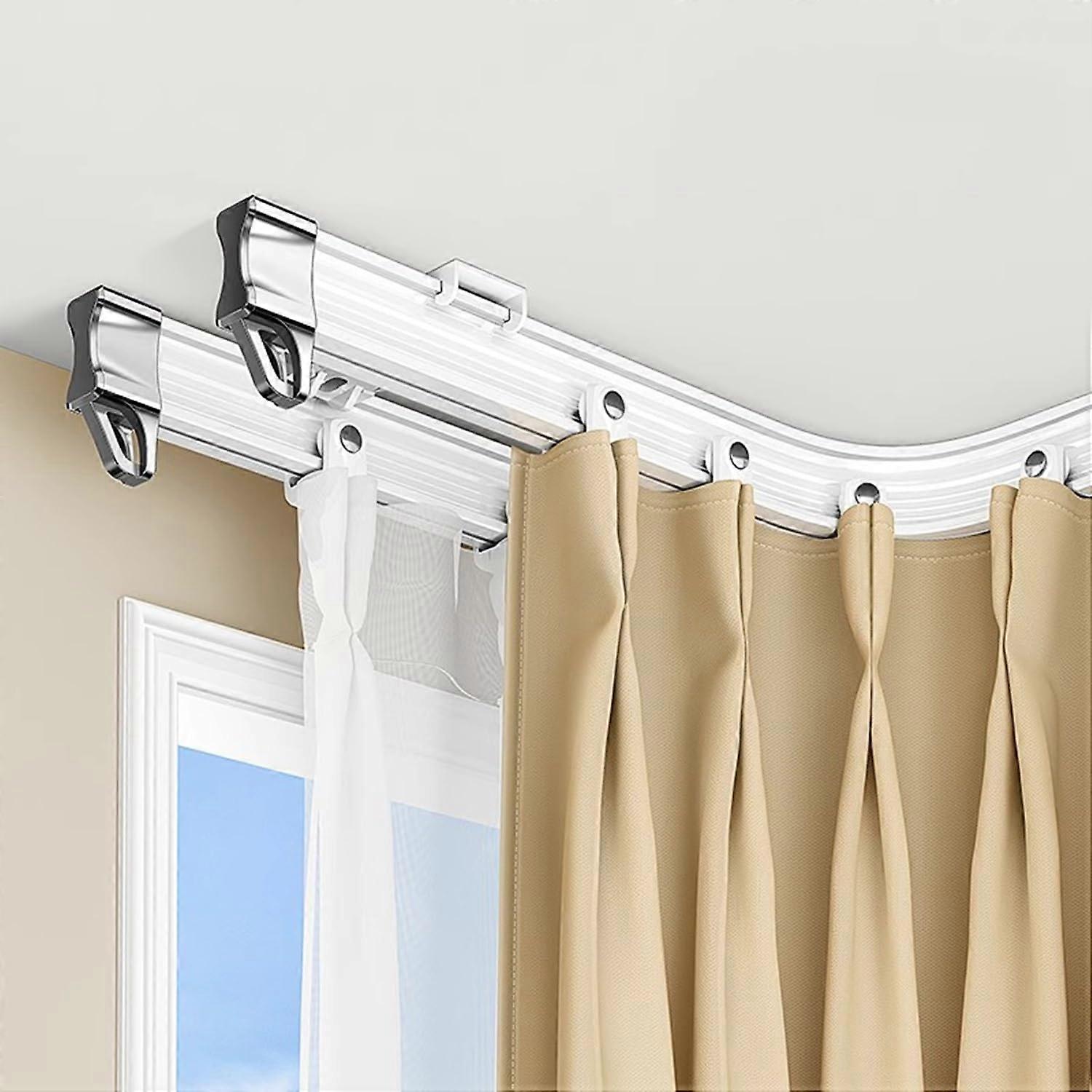 Flexible Ceiling Curtain Rail Bendable Double Curved Track For Sliding Room Dividers And Window Treatments 810 cm