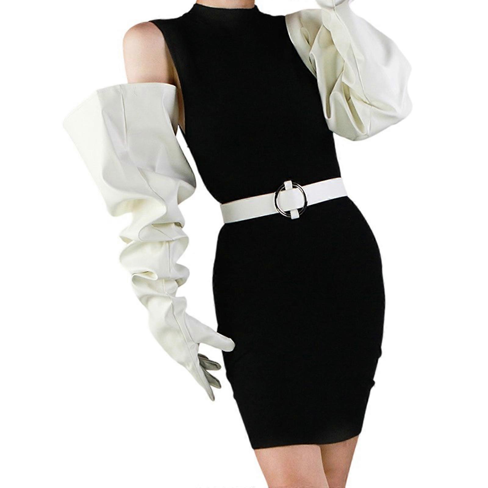 PU läder handskar extra lång 85cm bubbla manschett unisex formell händelse dans scen fest bär pu vit