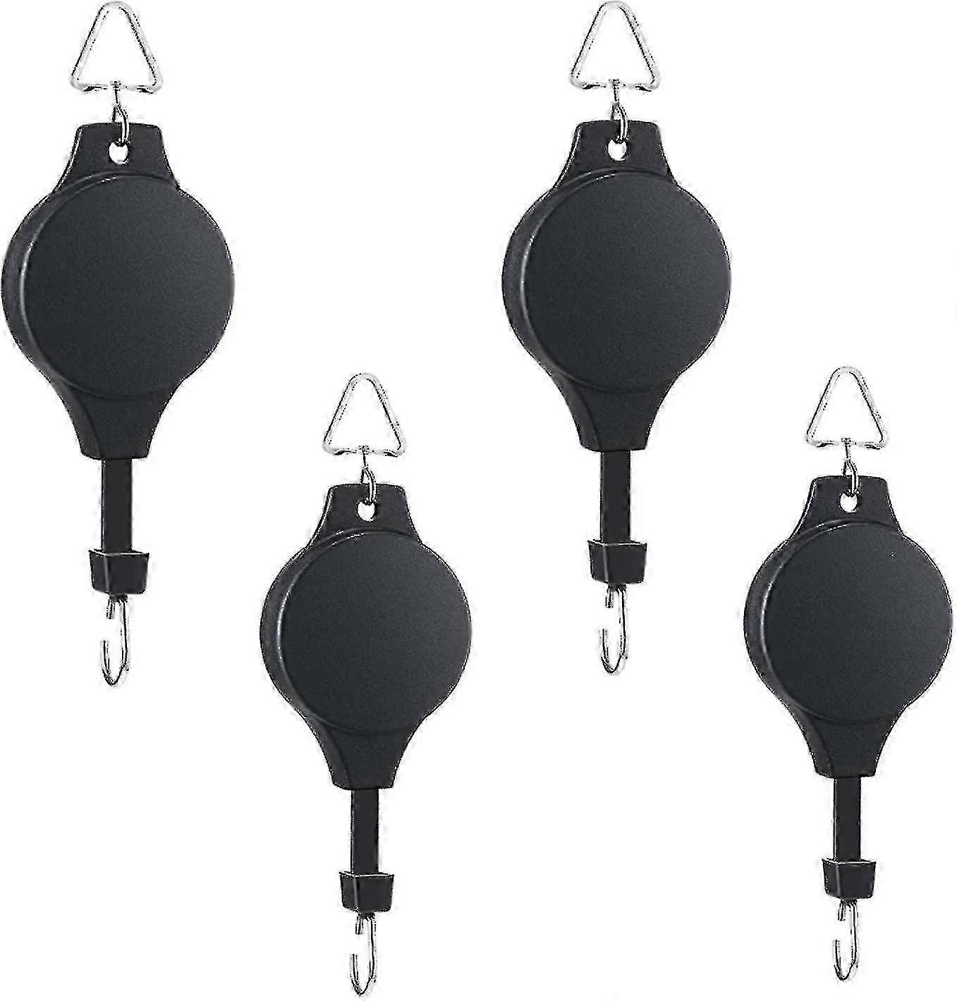 Garden plant hanger for baskets - 4 pack retractable pulley set