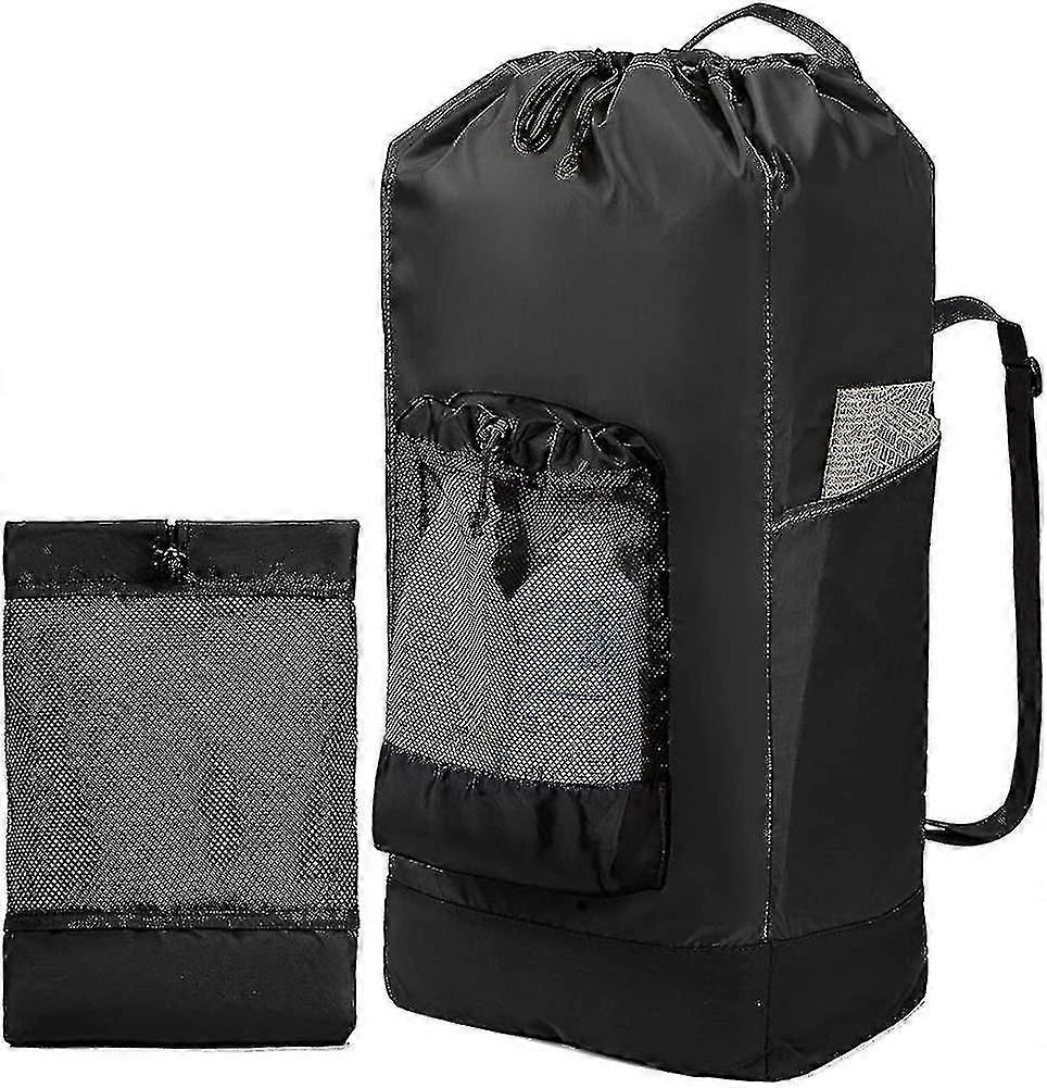 Laundry Backpack 60l Foldable Laundry Bag Shoulder Straps Mesh Pocket 600d