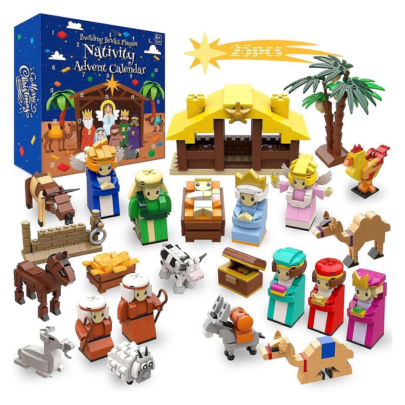 Advent Calendar 2025 Nativity Scene,Nativity Scene Advent Calendar Set for Kids 