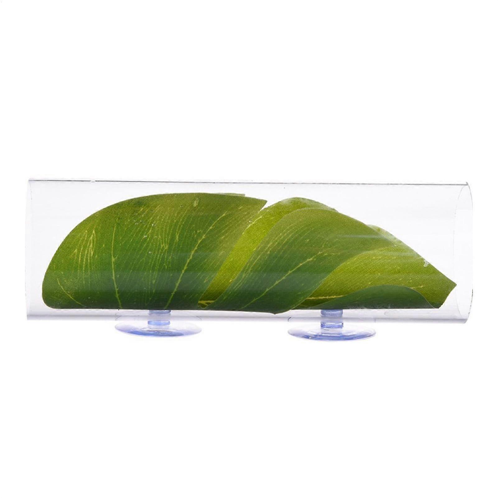 Aquarium Tunnel with Transparent Passages and Mat, Underwater Fish Breeding Shelter, Large Size with Leaves