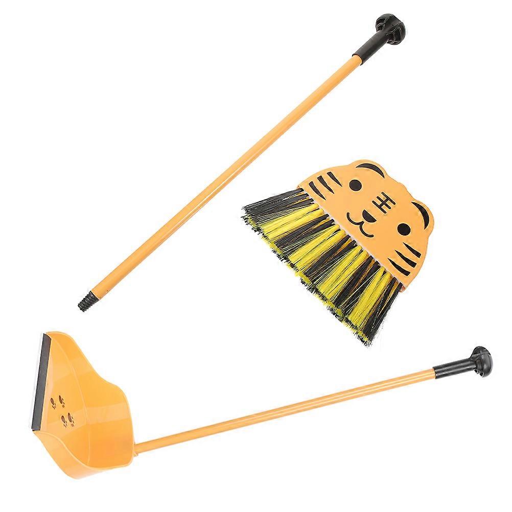 Kids Cleaning Set Broom and Dustpan for Pretend Play 2Pcs Toy Set with Design