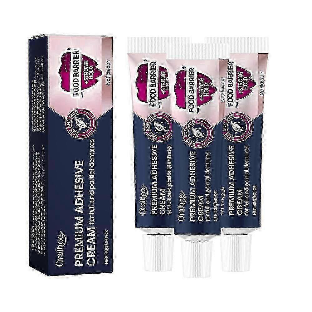Denture Adhesive Fixing Cream, 3pcs Strong Hold Long Lasting Glue