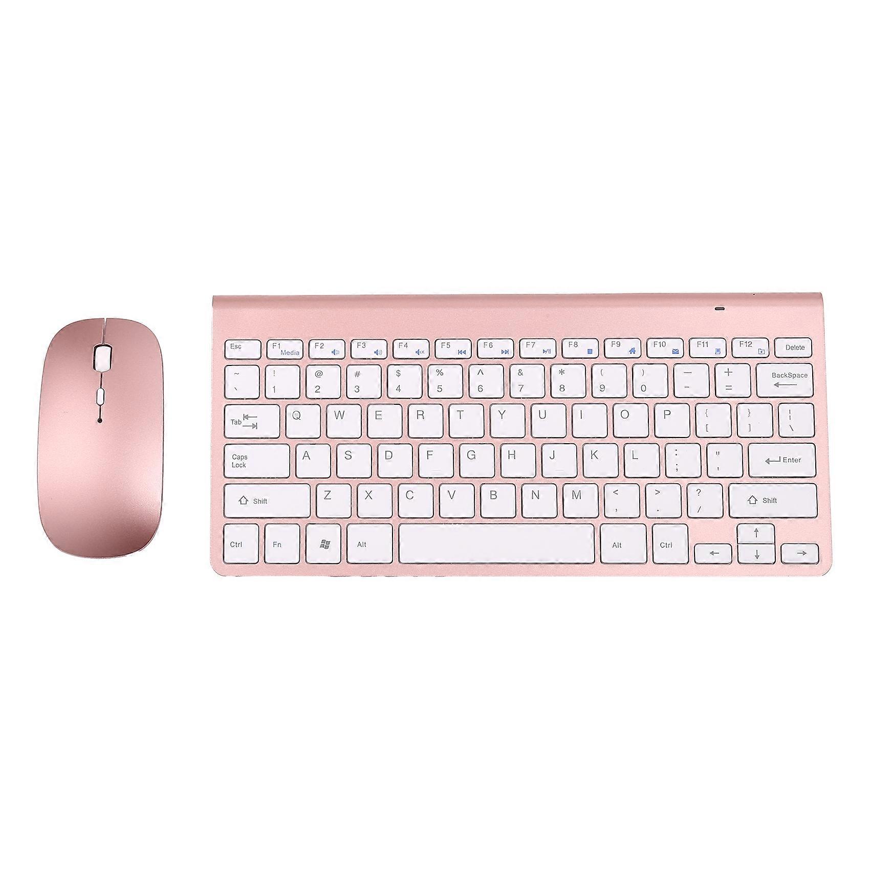 2.4Ghz Ultra-Thin Wireless Keyboard And Mouse Combo With USB Receiver Mouse Keyboard set For Apple PC WindowsXP/7/8/10(rose gold)