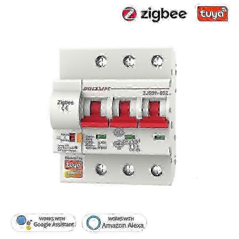1P/2P/3P/4P Tuya Zigbee Smart Circuit Breaker 16A-125A Automatic Switch Overload Short Circuit Works