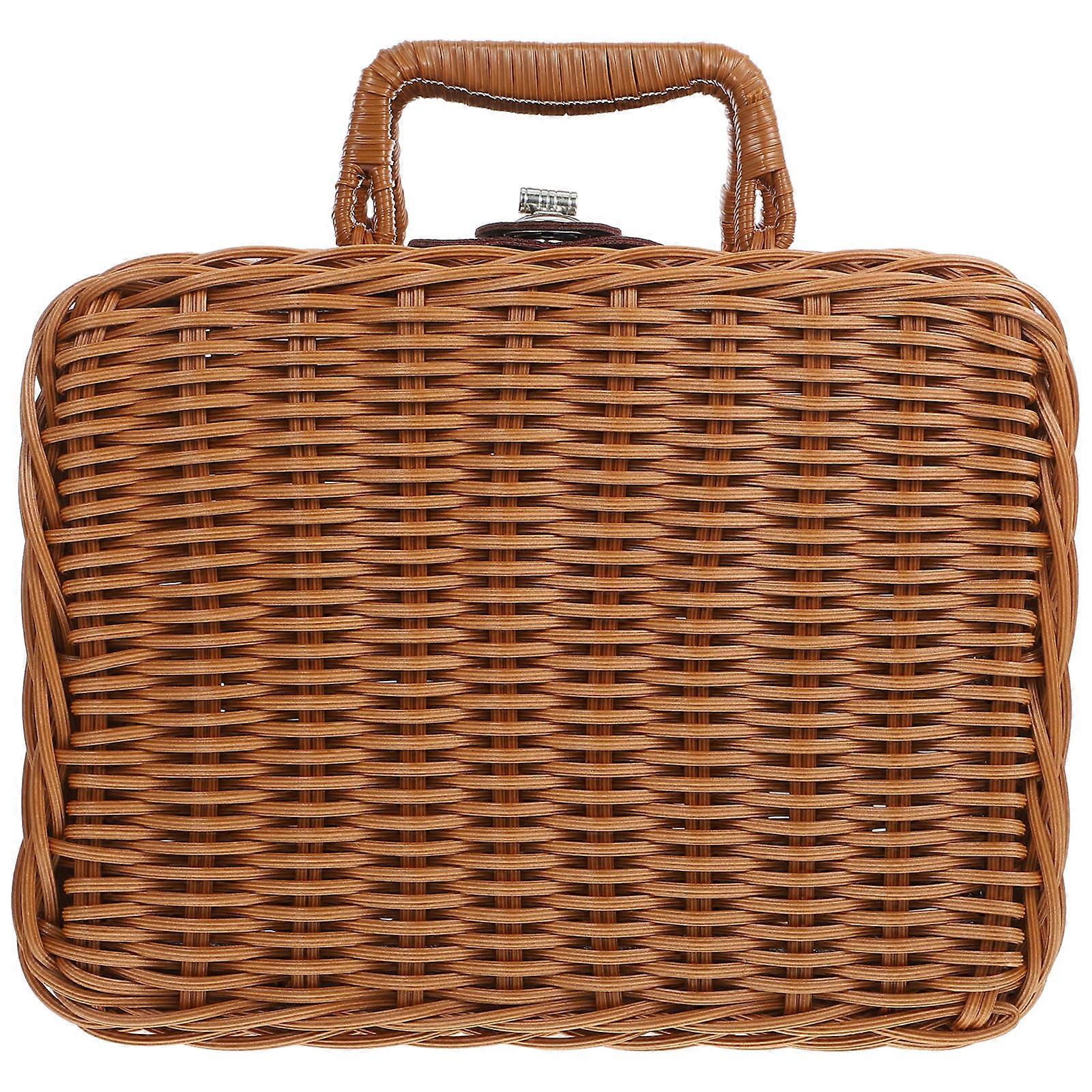 Woven Storage Case Rectangular Gift Box Khaki 22.50X18.00X11.50CM Carrying 1Set