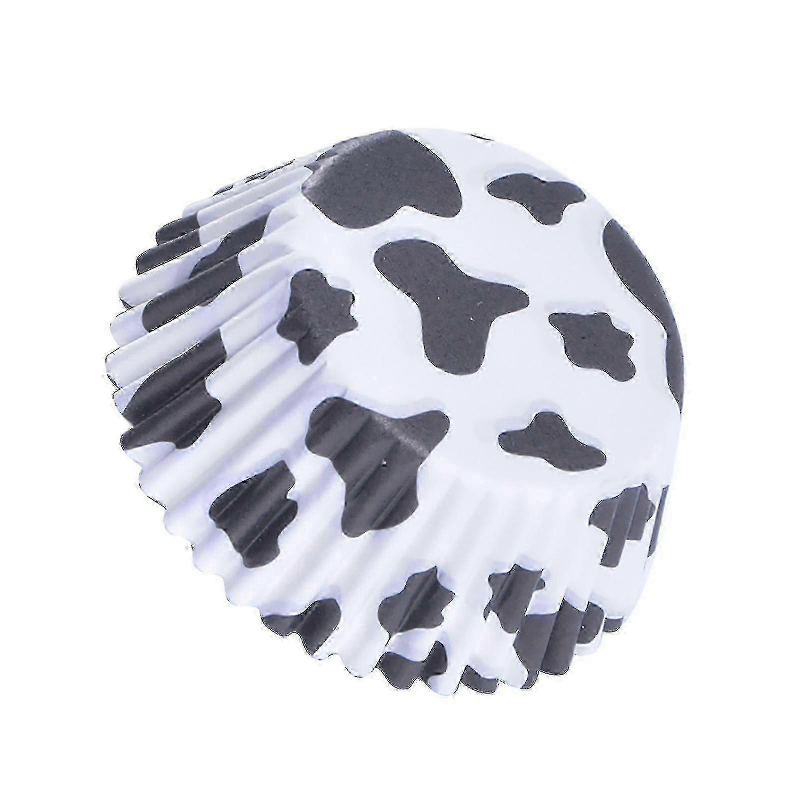 2025 100pcs Cow Print Paper Cupcake Baking Cups for Parties, Cattle Pattern Cake Liners, Disposable Muffin Wrappers