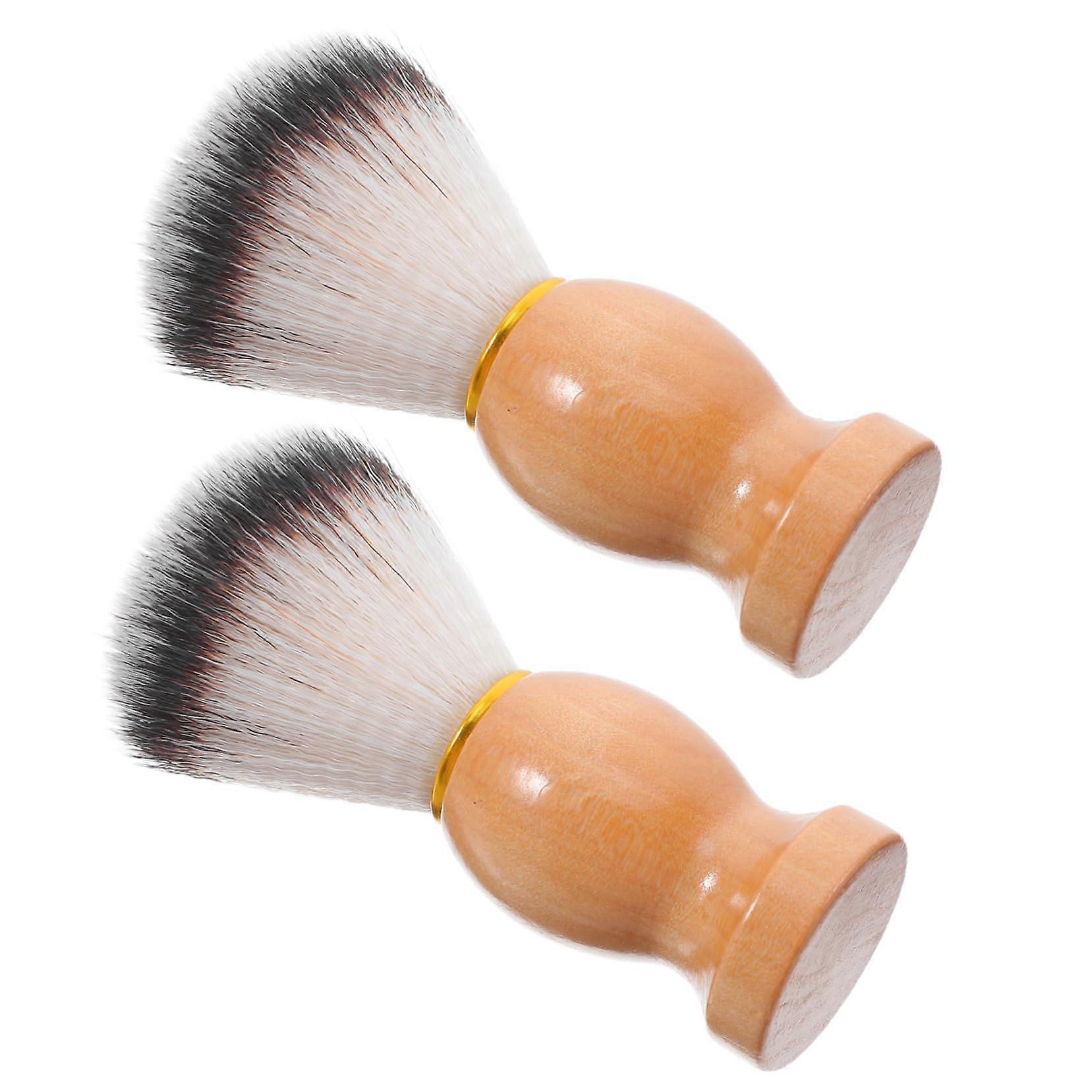 2 Pack Men's Soft Bristle Beard Brush with Ergonomic Handle for Wet Shaving and Facial Cleansing
