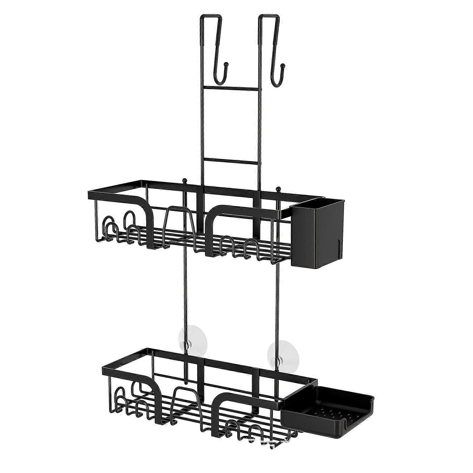 Over the Door Rustproof Shower Caddy with Shelves and Hooks for Bathroom, Dorm, Gym, Apartment