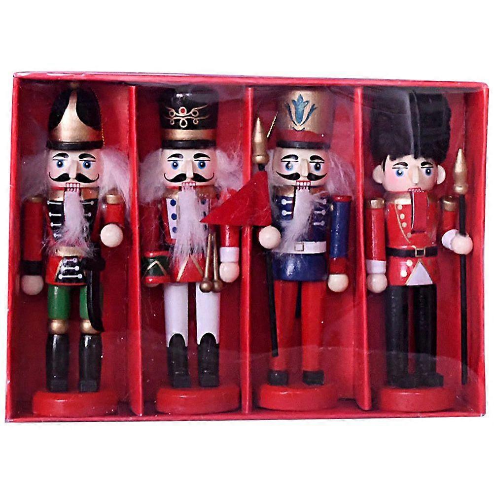 4pcs Christmas Hanging Nutcracker Wooden Nutcracker Ornament Xmas Tabletop Nutcracker