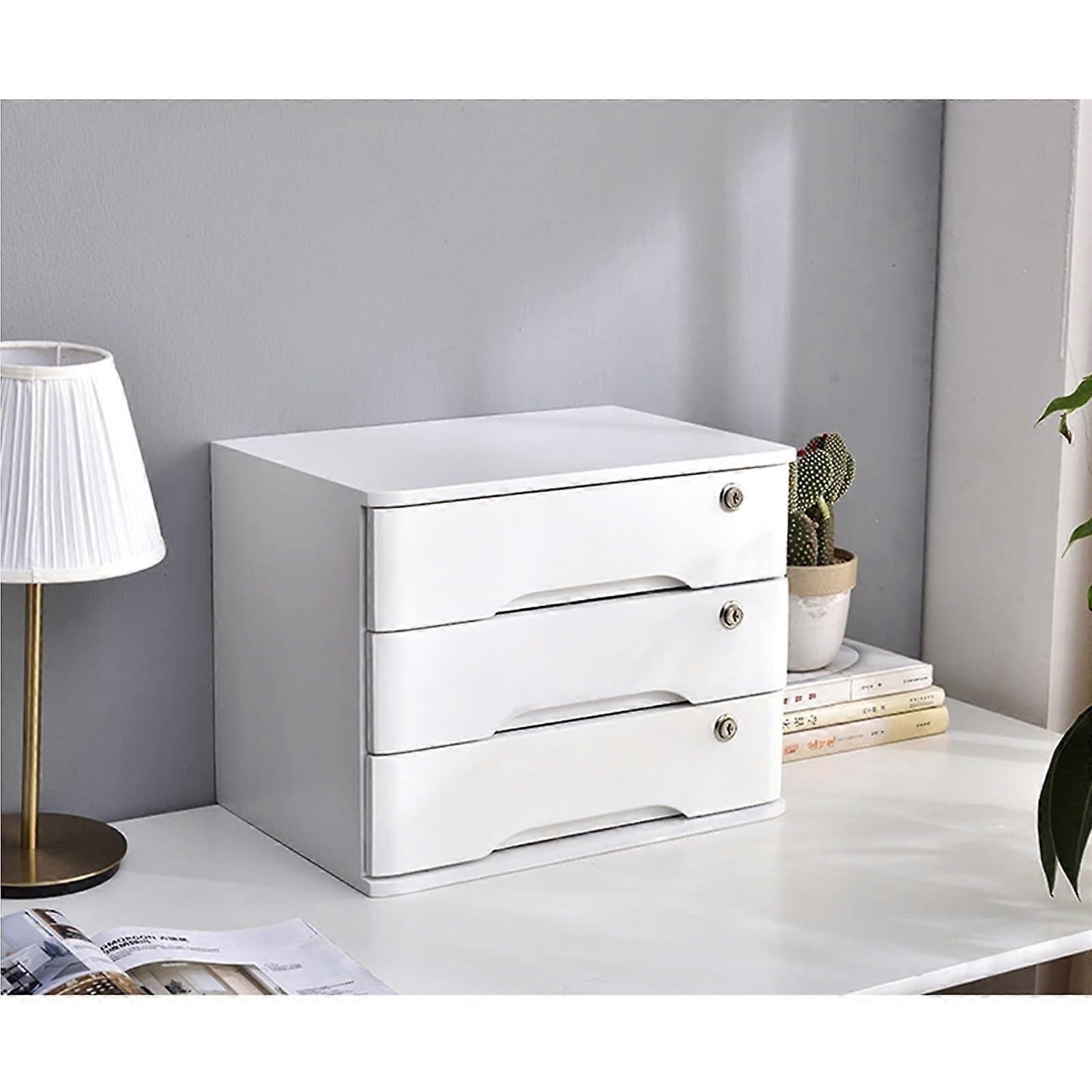 Solid Wood File Cabinet with 3 Lockable Drawers – Rustic Desk Storage for Office, Home, or School