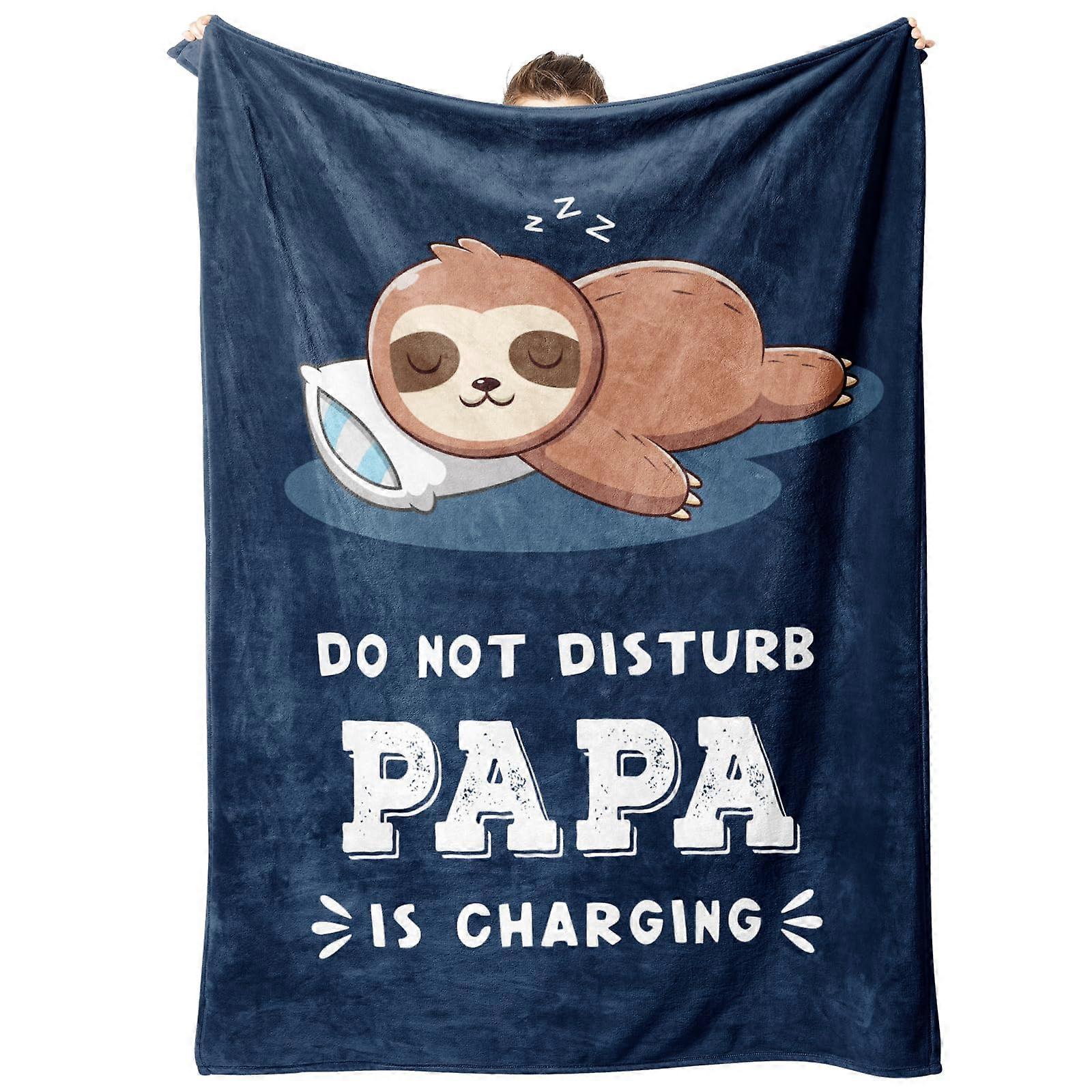 Papa Blanket with Humorous Sloth Design, Soft Flannel Throw 60'x50', Funny Gift for Grandpa