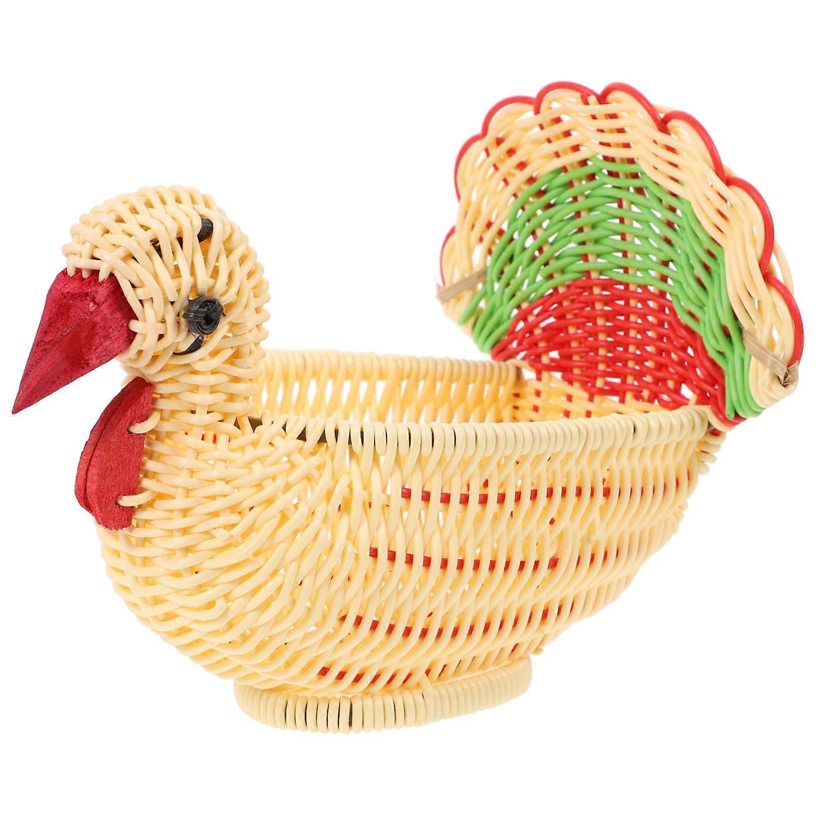 Rattan Fruit Basket with Rustic Decorative Style for Kitchen Counter and Woven Storage Use