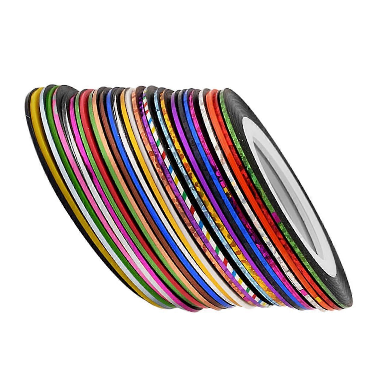 30pcs 1mm Nail Striping Tape Set for Precise Nail Art Designs with Shimmering Accent Finish