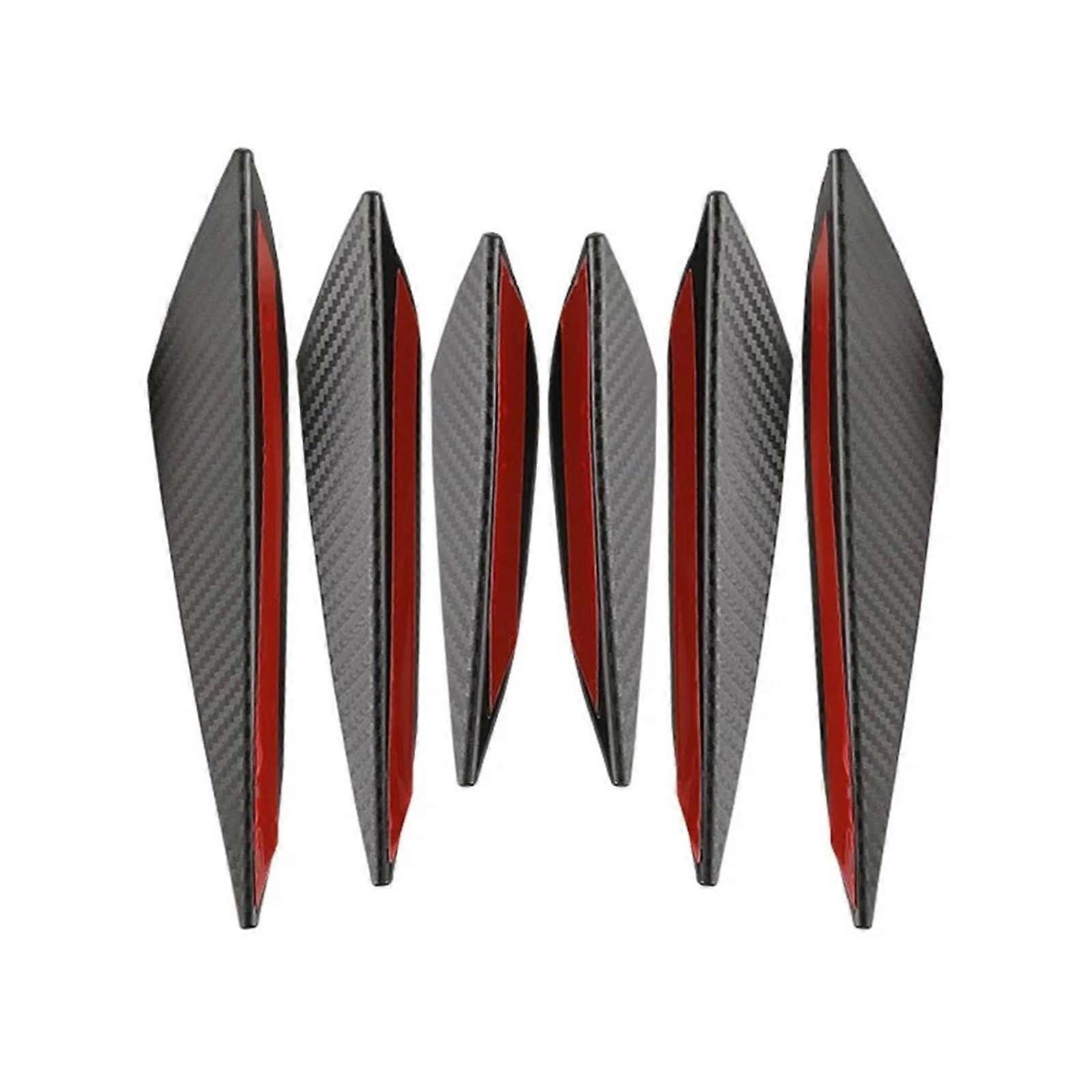 6PCS Carbon Fiber Car Front Bumper Lip Spoiler with Universal Canards Splitter for Scratch Protection