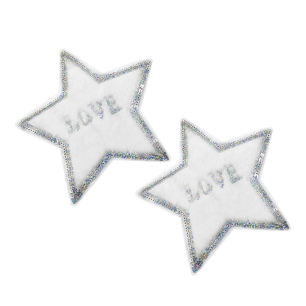 Embroidered Pentagram Sequin Patch for DIY Clothes Decor 2Pcs