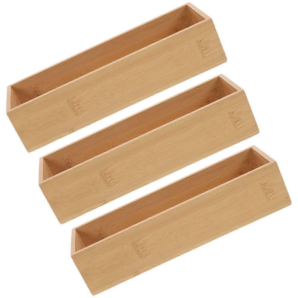 Bamboo Drawer Organizer 3Pcs for Storage with Stackable Wood Tray and Boxes