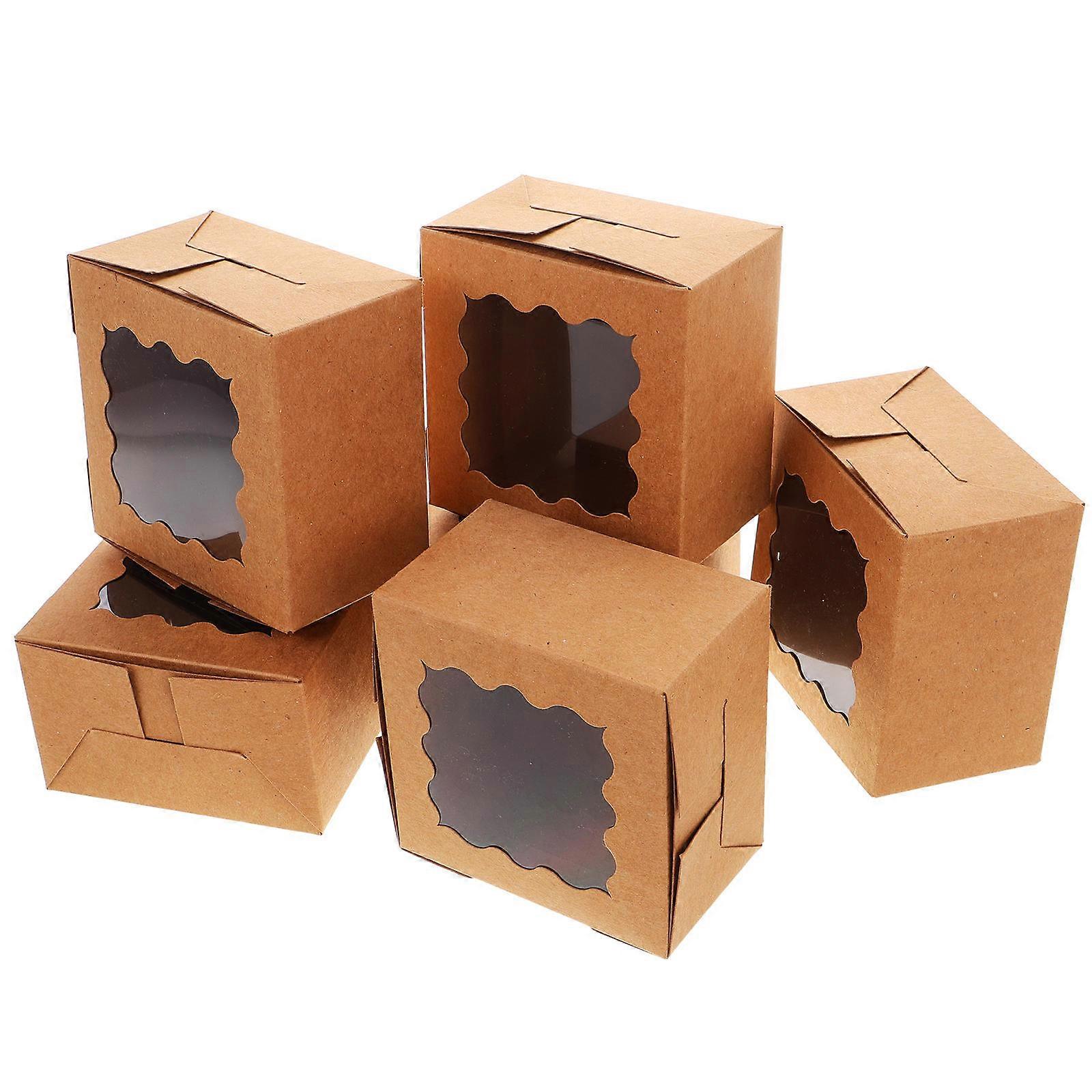 Light Brown Cake Box for Dessert 50Pcs Kraft Paper Cupcake Boxes
