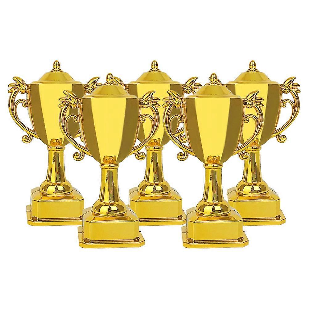 Mini Plastic Trophy Golden Award Trophy Model for Home Use 5Pcs