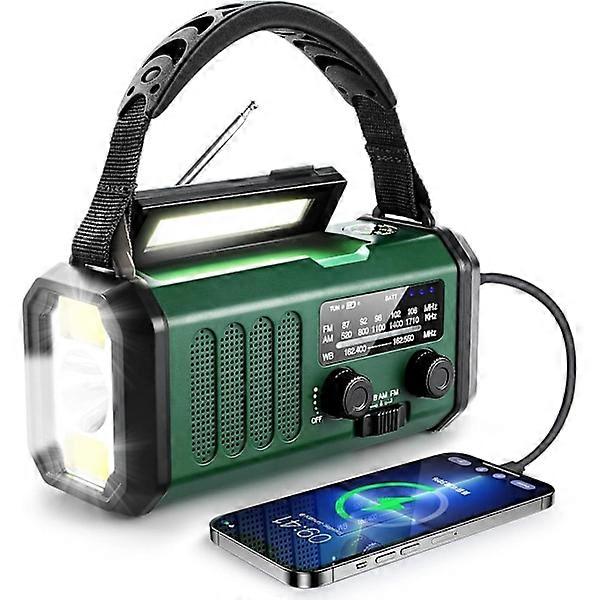 Emergency radio, 10000mAh battery - NOAA/AM/FM weather radio - LED flashlight and reading light - SOS alarm WELLNGS