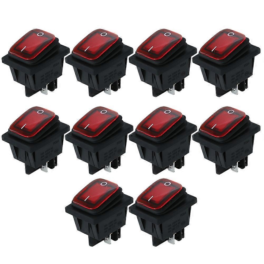 4 Pins Waterproof Rocker Switch 250V 16A Car Boat Button with LED Light Red Light
